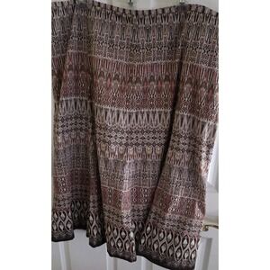 Liz Claiborne Skirt Women 18W Brown Geometric A-Line Midi Mid Rise Lined Cotton